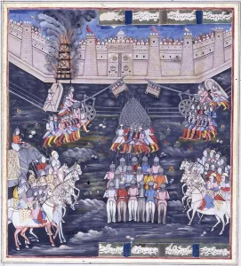 A Siege, mid 19th century (gouache with gold paint on paper) A Siege, mid 19th century (gouache with gold paint on paper)