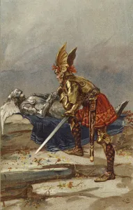 Sigurd said to himself that whatever befell he must look upon the face (chromolitho) Sigurd said to himself that whatever befell he must look upon the face (chromolitho)