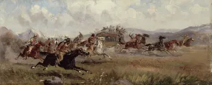 Sioux Attacking a Stagecoach, 1909 (oil on board) Sioux Attacking a Stagecoach, 1909 (oil on board)