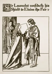 Sir Launcelot confideth his Shield to Elaine the Fair, illustration from ' Sir Launcelot confideth his Shield to Elaine the Fair, illustration from '