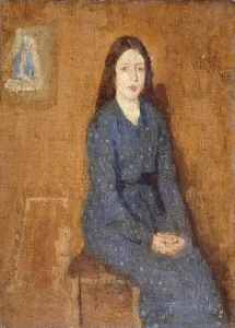 A sitting Girl wearing a Spotted Blue Dress, 1914-15 (oil on canvas) A sitting Girl wearing a Spotted Blue Dress, 1914-15 (oil on canvas)