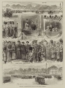 Sketches at Trooping the Colours on the Queen's Birthday (engraving) Sketches at Trooping the Colours on the Queen's Birthday (engraving)