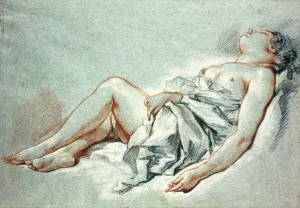 A Sleeping Girl, (red, black and white chalk on paper) A Sleeping Girl, (red, black and white chalk on paper)