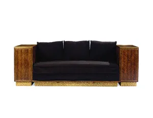 Sofa and two sofa ends (Palmwood, oxidized brass) Sofa and two sofa ends (Palmwood, oxidized brass)