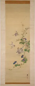Sparrows and morning glory (ink and colours on silk) Sparrows and morning glory (ink and colours on silk)