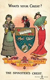 The Spinster's Crest, Nil Desperandum (colour litho) The Spinster's Crest, Nil Desperandum (colour litho)