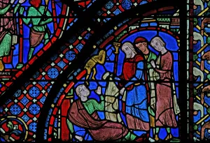 The St James Window: the demon departs thanks to St James cloak (w5) (stained glass) The St James Window: the demon departs thanks to St James cloak (w5) (stained glass)