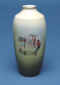 Staffordshire vase with soccer scene, 1880s (ceramic) Staffordshire vase with soccer scene, 1880s (ceramic)