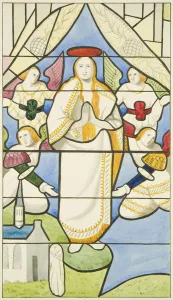 Stained glass in St Mark's - the Assumption of the Virgin (w/c on paper) Stained glass in St Mark's - the Assumption of the Virgin (w/c on paper)