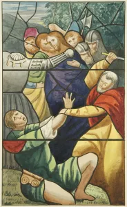 Stained Glass in St Mark's - the taking of Christ (w/c on paper) Stained Glass in St Mark's - the taking of Christ (w/c on paper)