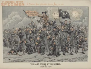 The Last Stand Of The Rebels, satire on Liberal Party leader William Ewart Gladstone' The Last Stand Of The Rebels, satire on Liberal Party leader William Ewart Gladstone'