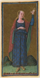 The Star, fascimile of a tarot card from the Visconti deck The Star, fascimile of a tarot card from the Visconti deck
