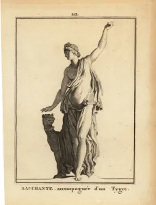 Statue of a Bacchante, follower of the Roman god of wine Bacchus, with a tiger Statue of a Bacchante, follower of the Roman god of wine Bacchus, with a tiger