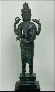 Statue of Vishnu in his triple form of Vishnu, Narayana and Vasudeva, Angkor Thom Statue of Vishnu in his triple form of Vishnu, Narayana and Vasudeva, Angkor Thom