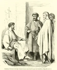 Stephanas, Fortunat et Achaique viennent trouver saint Paul de la part des Corinthiens Stephanas, Fortunat et Achaique viennent trouver saint Paul de la part des Corinthiens