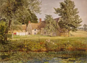 Stone buildings, washing line and lily pond, 1800-65 (Watercolour) Stone buildings, washing line and lily pond, 1800-65 (Watercolour)