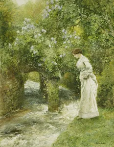 The Mill Stream in Spring, (watercolour heightened with white) The Mill Stream in Spring, (watercolour heightened with white)