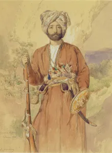 Study of an Afghan Warrior, Tehran, 1848 (pencil, w/c & bodycolour on paper) Study of an Afghan Warrior, Tehran, 1848 (pencil, w/c & bodycolour on paper)