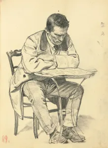 Study for A Parisian Cafe': Man Seated at a Cafe Table, Reading a Newspaper, c Study for A Parisian Cafe': Man Seated at a Cafe Table, Reading a Newspaper, c