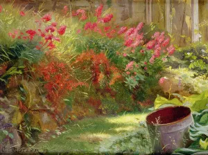 A Sunlit Garden, 1918 (oil on board) A Sunlit Garden, 1918 (oil on board)