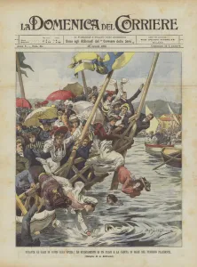 During The Swimming Competitions In La Spezia, The Tearing Of A Stage And The Fall Into The Sea Of The Pleasing During The Swimming Competitions In La Spezia, The Tearing Of A Stage And The Fall Into The Sea Of The Pleasing