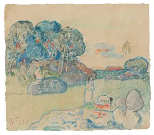 Tahitian Landscape, 1894 (w/c monotype on paper) Tahitian Landscape, 1894 (w/c monotype on paper)