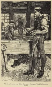 In his tall stalwartness Adam Bede was a Saxon, and justified his name (engraving) In his tall stalwartness Adam Bede was a Saxon, and justified his name (engraving)
