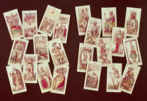 The tarot cards of the Major Arcana (coloured engraving) The tarot cards of the Major Arcana (coloured engraving)