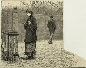 Communication In The Past Prints: 19th century lady looking at postmark