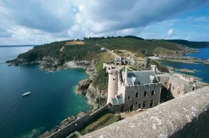 Brittany France Landmarks Prints: Accommodation and gatehouse facing Cote d Emeraude, Fort-la-Latte