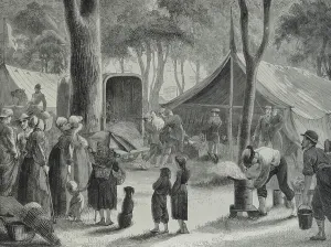 Franco Prussian Conflict Images Prints: Arrival of the Wounded, 1870 (engraving)