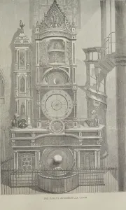 Strasbourg Cathedral Prints: Astronomical Clock, 1870 (engraving)