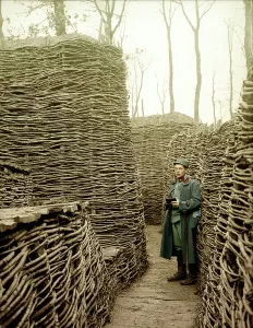 World War I Trench Life Prints: Austrian soldier in a trench on the eastern front, Russia, 1915 (photo)