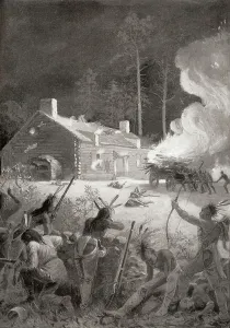 Black And White Historical Illustration Prints: Capture of Brookfield, Massachusetts