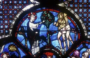 Coloured Stained Glass Windows Prints: Chartres Cathedral: The Good Samaritan window
