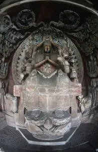 China UNESCO World Heritage Site Prints: China, Chongqing, Dazu County, Mount Baoding, Dazu Rock Carvings, Stone sculptures