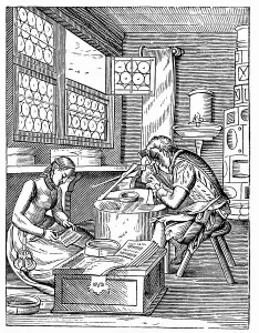 Jost Amman Artwork Prints: The Clasp Maker's Workshop. By Jost Amman, 16th century (woodcut)
