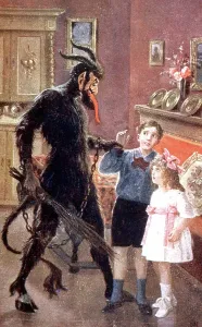 Hungarian Fine Art Prints: The Devil who kidnaps bad children, early 20th century (postcard)