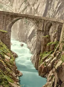 Europe River Landscapes Prints: Devil's Bridge, Andermatt, Switzerland