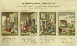 Social Commentary Art Prints: The drunkard's progress, or the direct road to poverty, 1835
