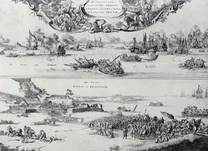 The Netherlands Art History Prints: The Dutch attack on the Medway (etching)