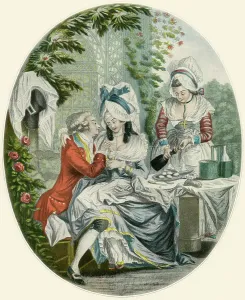 French Fine Art 19th Century Prints: Feast of the Lovers, after a work by Le Clerc