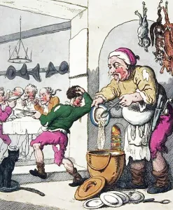 English Artist Illustrations Prints: A French Ordinary, 1800