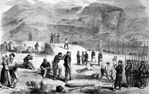 Italian Unification Movement Prints: Garibaldi at the Farro Point, 1860