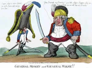 John Bull Caricature Prints: General Monkey and General Wolfe, 1803