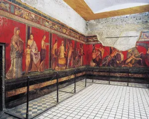 UNESCO World Heritage Site Pompeii Prints: Initiation rites of the cult of Dionysus, fresco from the Villa Dei Mysteri