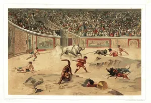 Antique Roman Civilization Prints: Interior of Pompeii ampitheatre during the Games