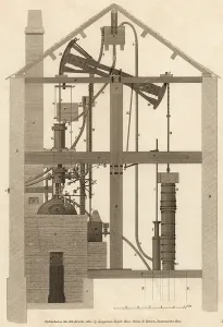 Civil Engineering History Prints: John Smeaton's adaptation of Newcome's steam engine, 1812 Engraving
