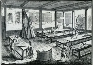 European Craftsmanship Prints: The Joiner's Workshop. From Encyclopedie, Paris, c1751