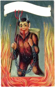 Vintage Christmas Illustration Prints: The Krampus, 1910 (postcard)